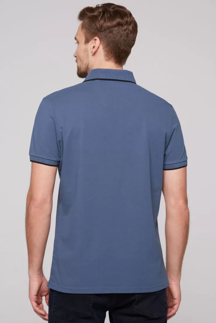 CAMP DAVID & SOCCX Poloshirt aus Pikee mit Print Artwork blue haze bluehaze Shop