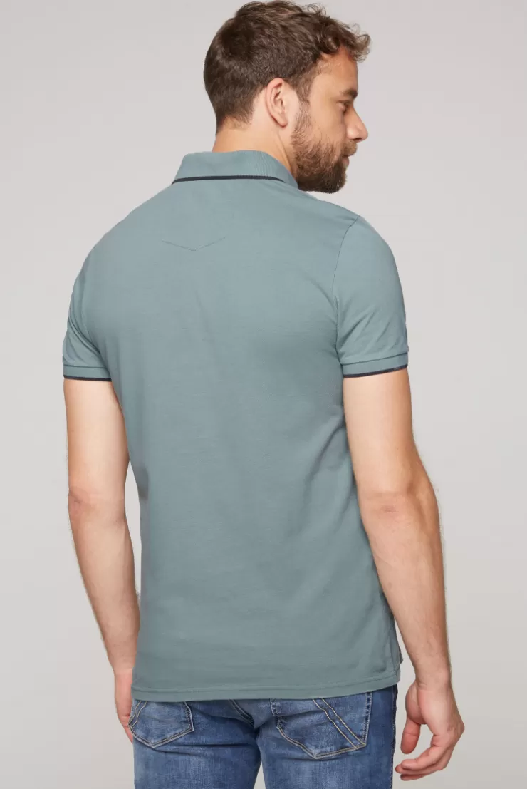 CAMP DAVID & SOCCX Poloshirt aus Pikee mit Print Artwork grey green greygreen Cheap