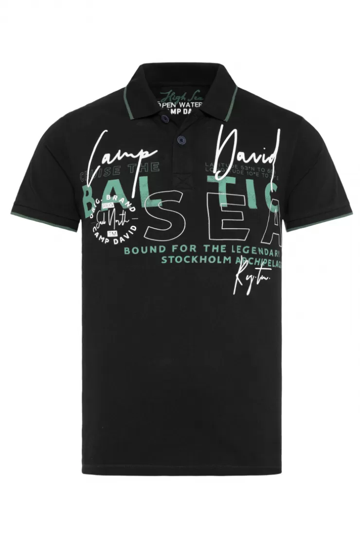 CAMP DAVID & SOCCX Poloshirt aus Pikee mit Rubber Print black Best