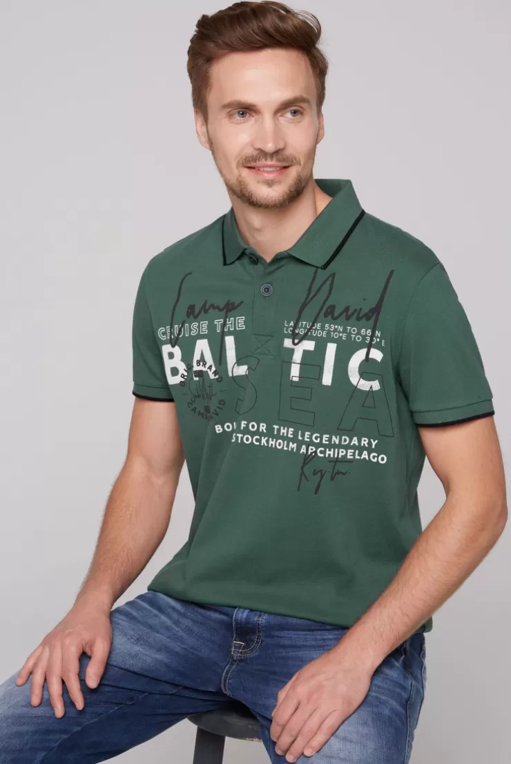 CAMP DAVID & SOCCX Poloshirt aus Pikee mit Rubber Print dark green darkgreen Outlet