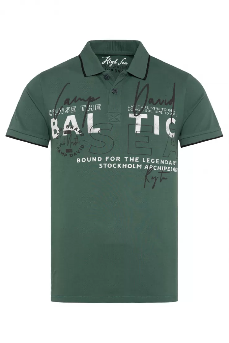 CAMP DAVID & SOCCX Poloshirt aus Pikee mit Rubber Print dark green darkgreen Outlet