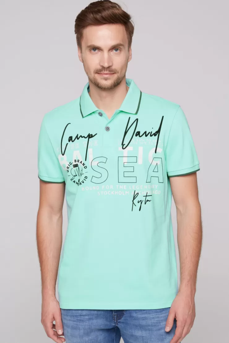 CAMP DAVID & SOCCX Poloshirt aus Pikee mit Rubber Print flash aqua | M flashaqua Cheap