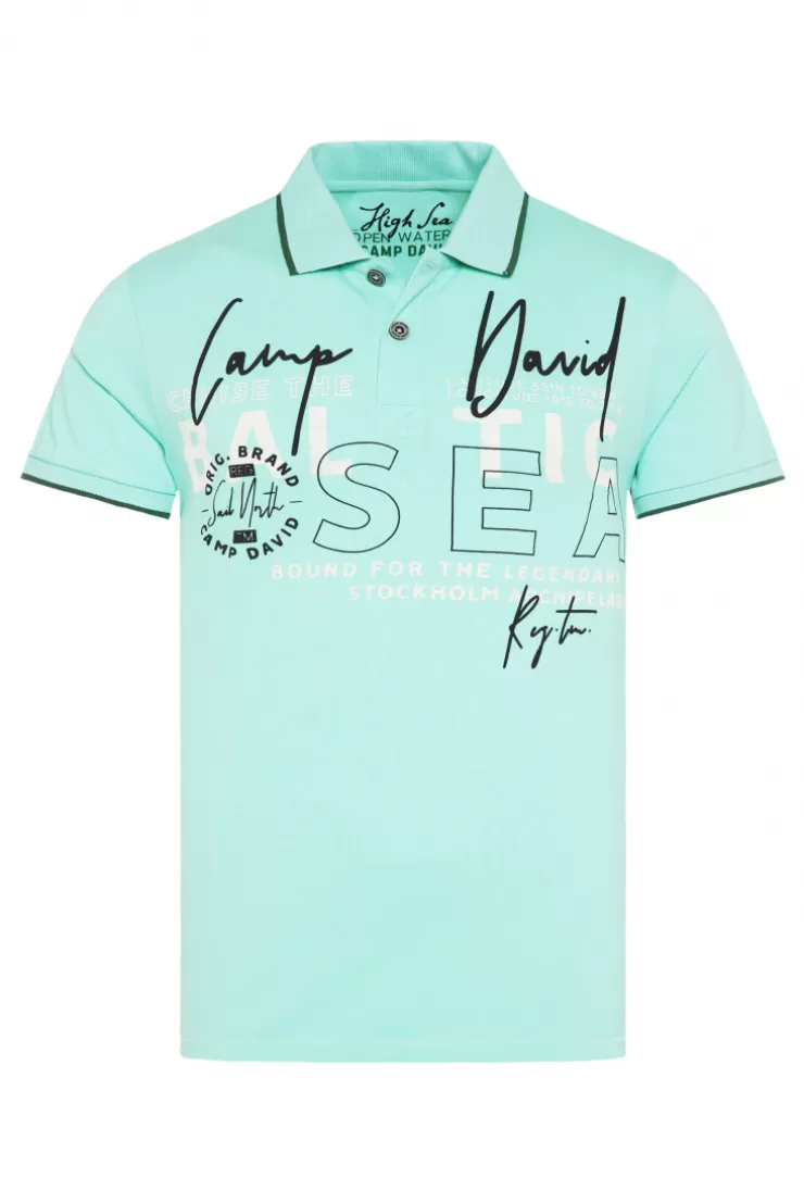 CAMP DAVID & SOCCX Poloshirt aus Pikee mit Rubber Print flash aqua | M flashaqua Cheap