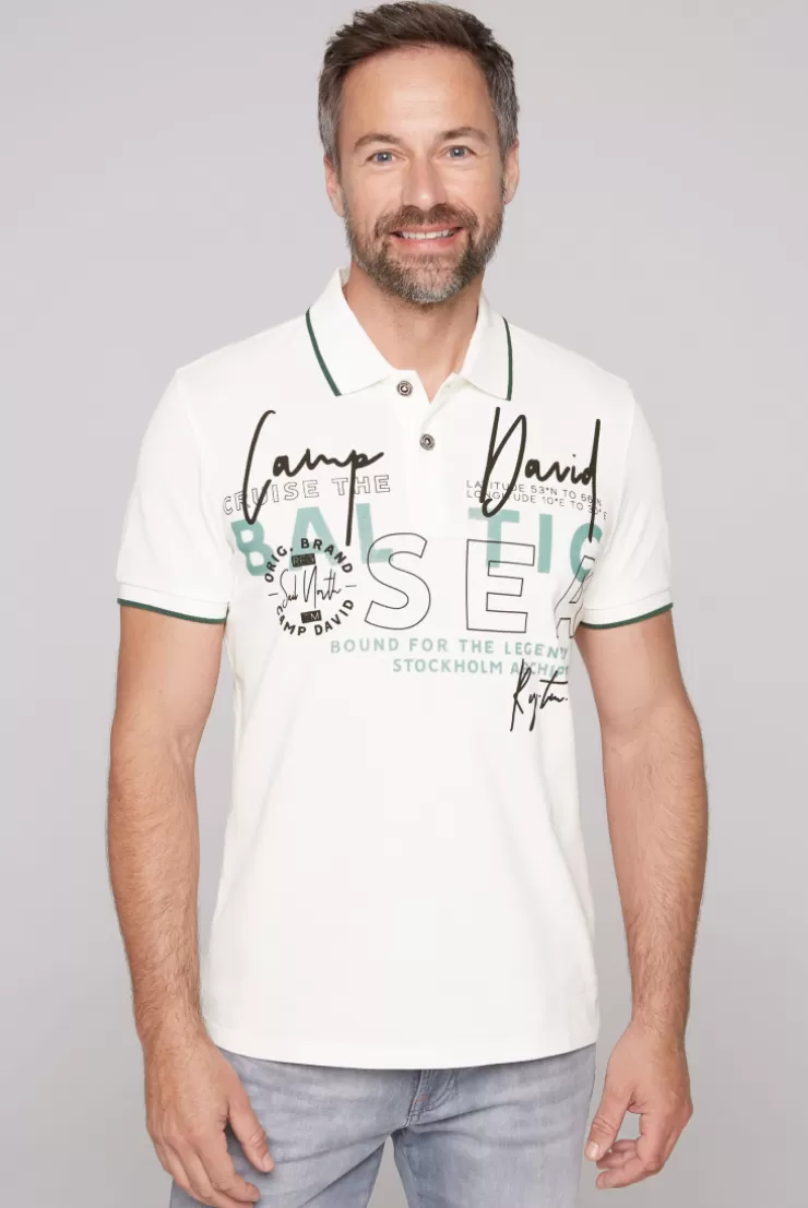 CAMP DAVID & SOCCX Poloshirt aus Pikee mit Rubber Print ivory Fashion