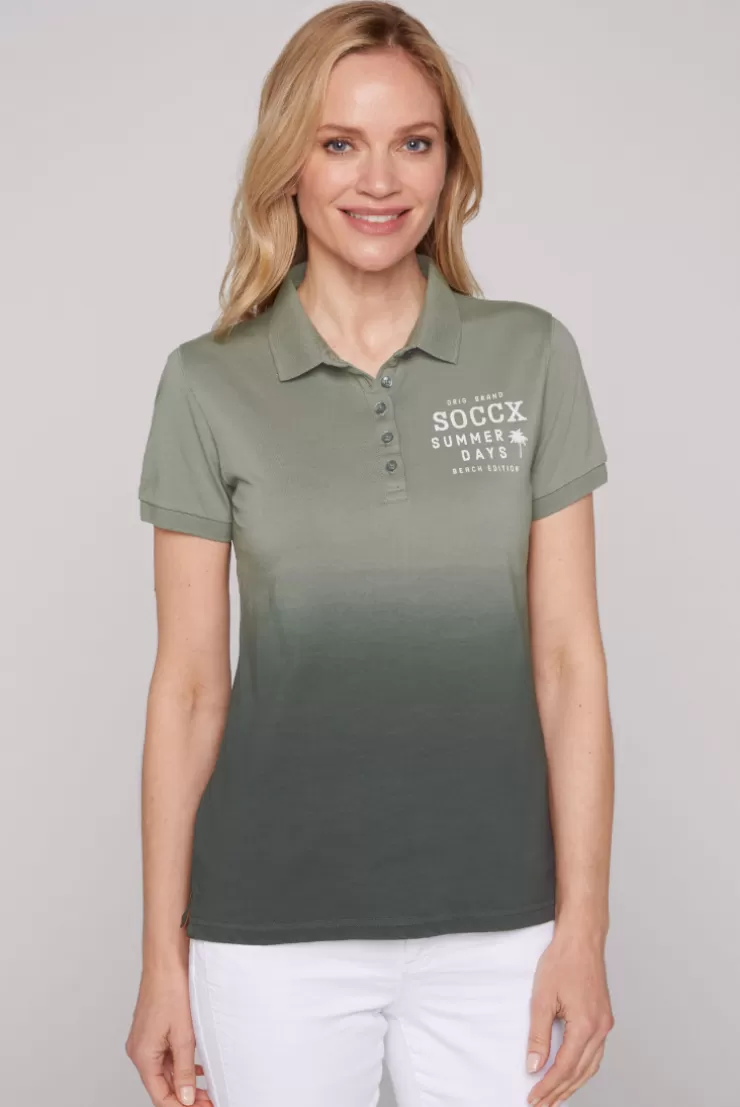 CAMP DAVID & SOCCX Poloshirt Dip Dye mit Rücken-Artwork sage green sagegreen Cheap