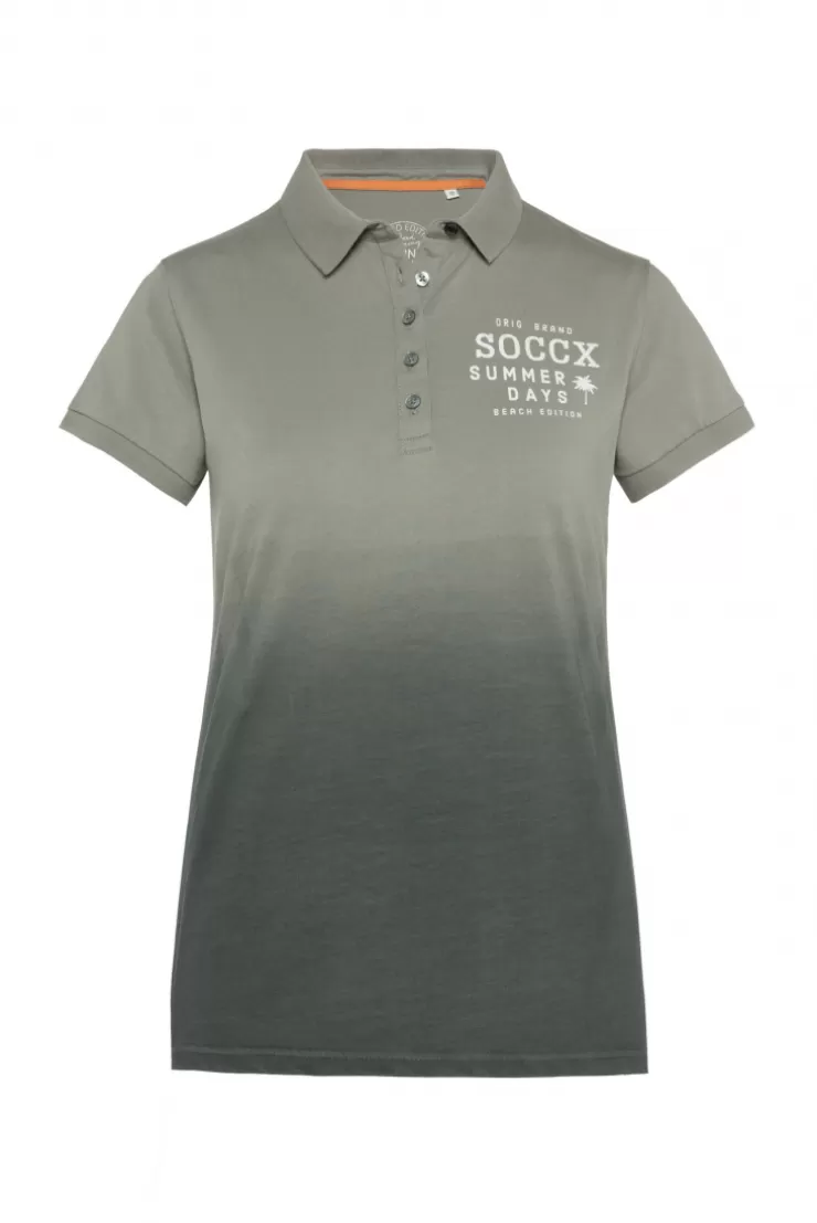 CAMP DAVID & SOCCX Poloshirt Dip Dye mit Rücken-Artwork sage green sagegreen Cheap