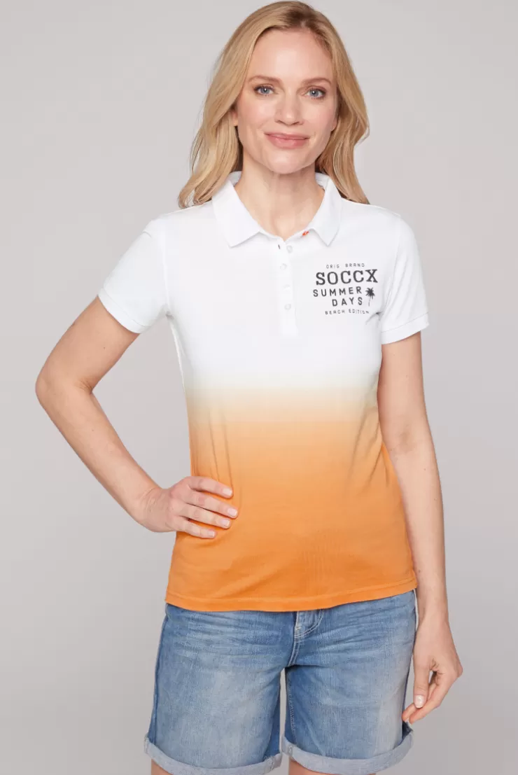 CAMP DAVID & SOCCX Poloshirt Dip Dye mit Rücken-Artwork sunstone Discount