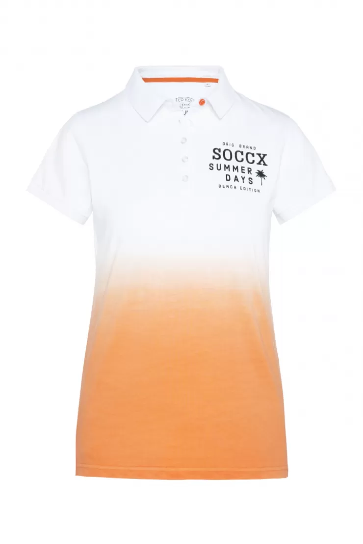 CAMP DAVID & SOCCX Poloshirt Dip Dye mit Rücken-Artwork sunstone Discount