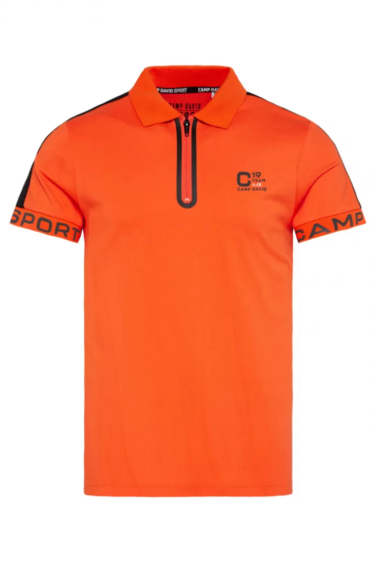 CAMP DAVID & SOCCX Poloshirt mit Zipper und kontrastvollen Prints signal orange signalorange Sale