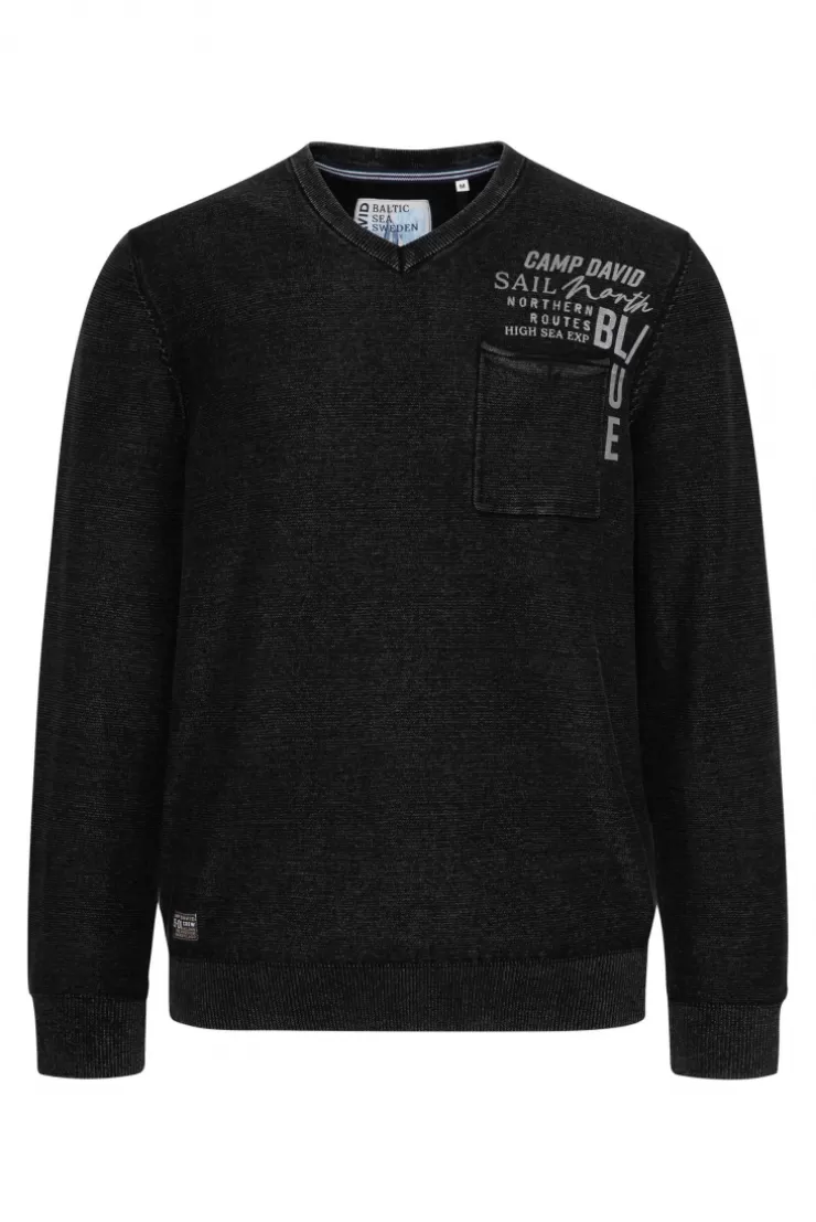 CAMP DAVID & SOCCX Pullover Linksstrick mit Used Look black Store