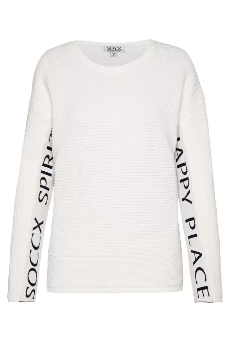 CAMP DAVID & SOCCX Pullover mit Intarsia-Logo ivory Clearance