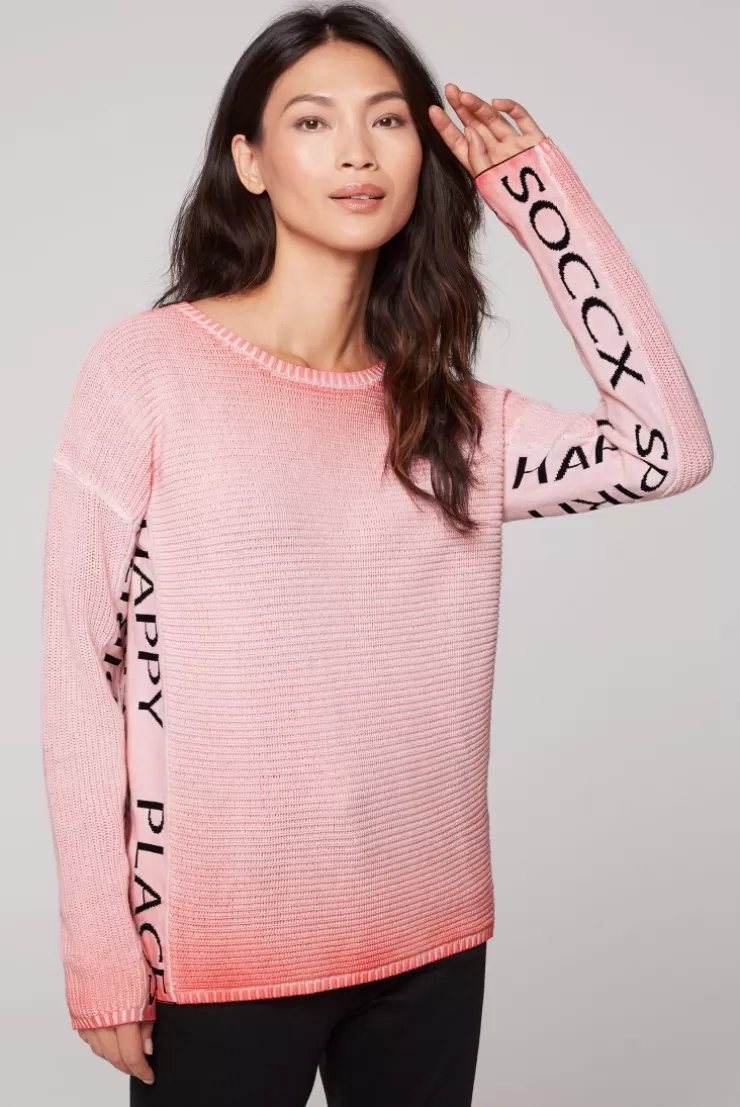 CAMP DAVID & SOCCX Pullover Oil Dyed mit Intarsia-Logo pure coral purecoral Online