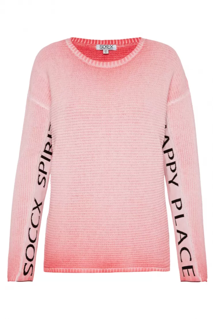 CAMP DAVID & SOCCX Pullover Oil Dyed mit Intarsia-Logo pure coral purecoral Online