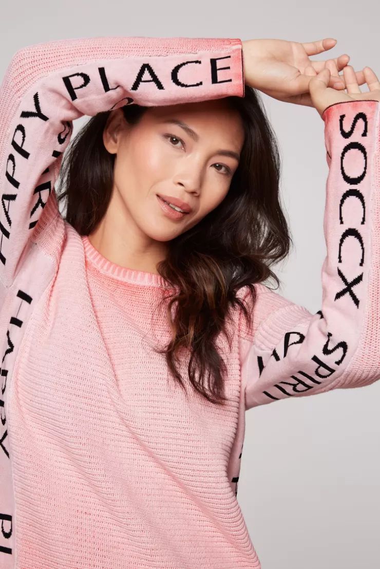 CAMP DAVID & SOCCX Pullover Oil Dyed mit Intarsia-Logo pure coral purecoral Online