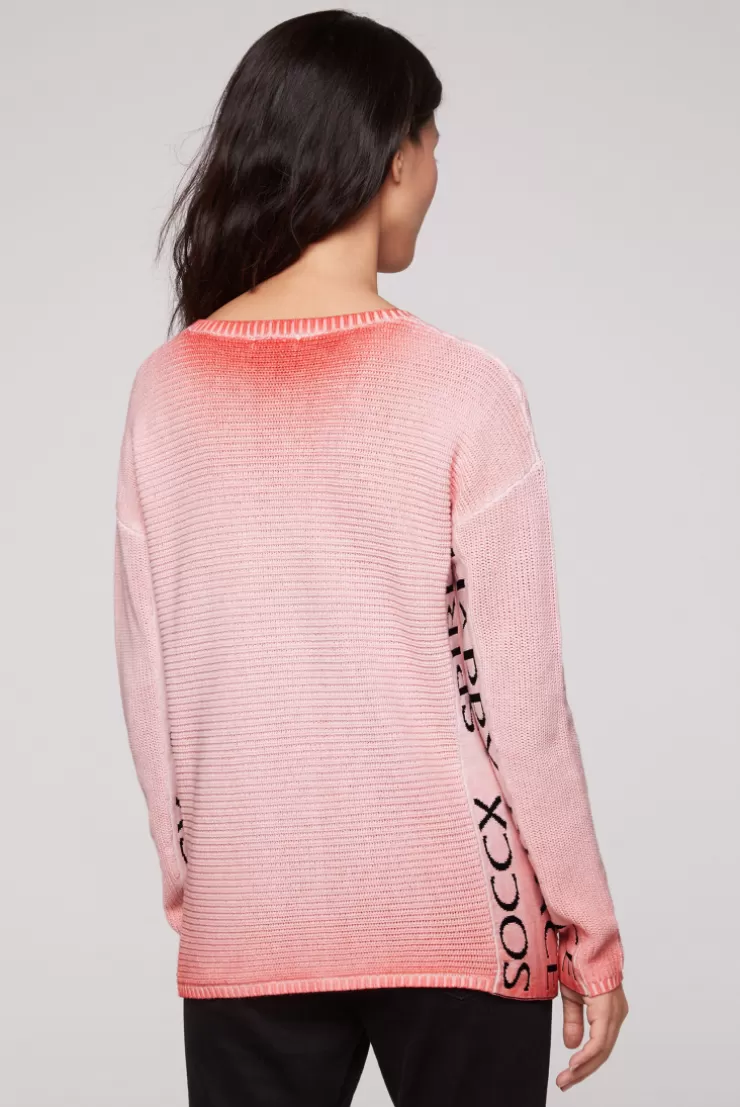 CAMP DAVID & SOCCX Pullover Oil Dyed mit Intarsia-Logo pure coral purecoral Online