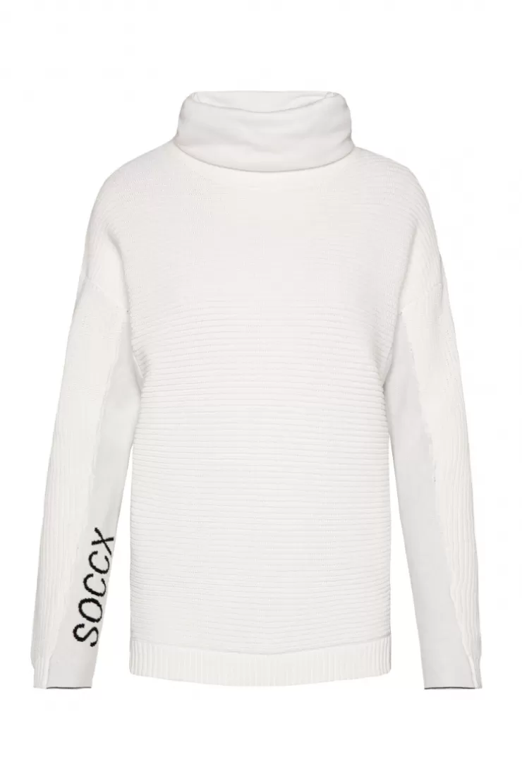 CAMP DAVID & SOCCX Pullover Oil Dyed mit Rollkragen und Intarsia-Logo ivory Outlet