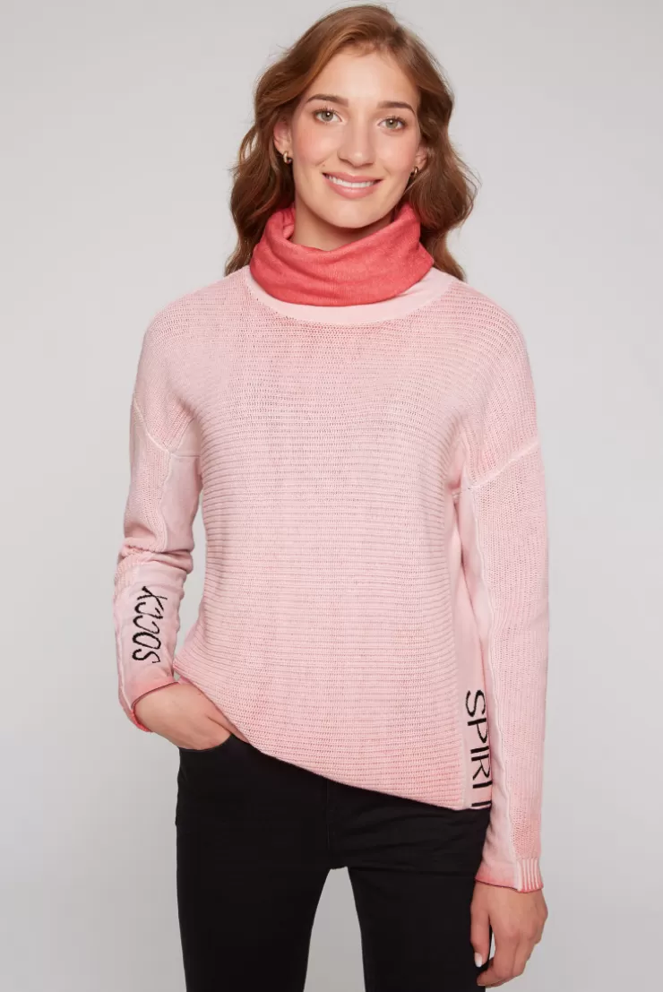 CAMP DAVID & SOCCX Pullover Oil Dyed mit Rollkragen und Intarsia-Logo pure coral purecoral Hot
