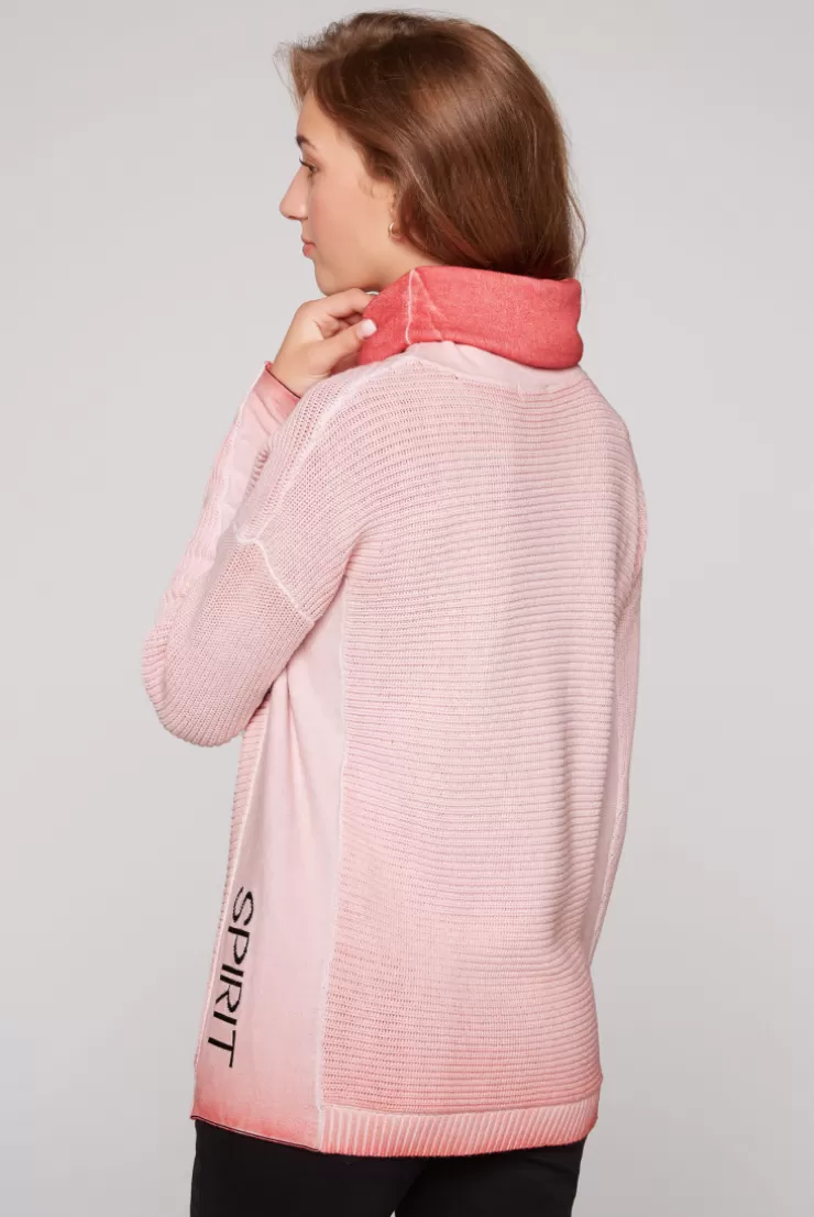 CAMP DAVID & SOCCX Pullover Oil Dyed mit Rollkragen und Intarsia-Logo pure coral purecoral Hot