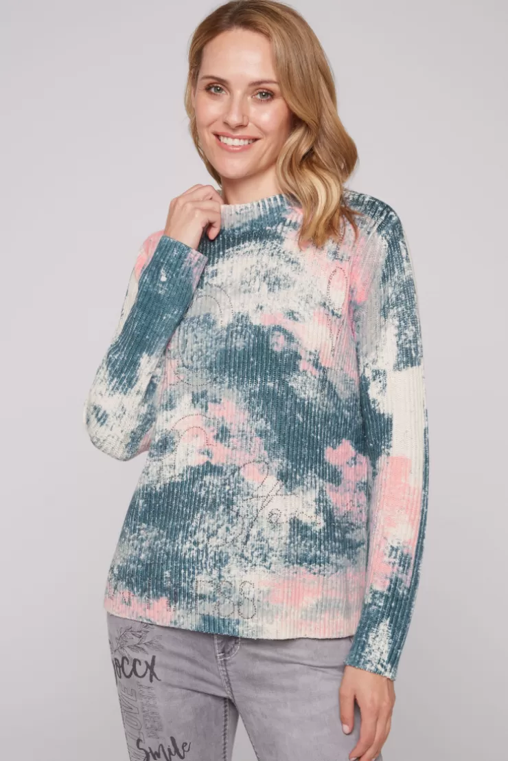 CAMP DAVID & SOCCX Rippstrickpullover mit All Over Print cold grey coldgrey Fashion