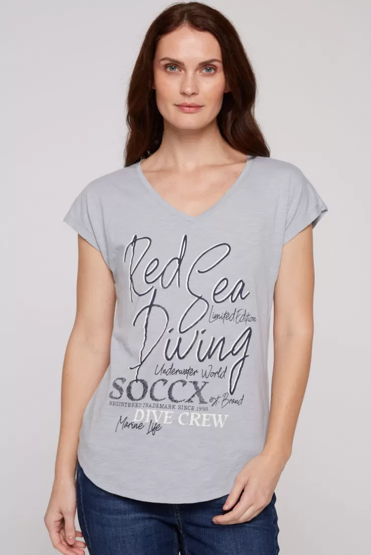 CAMP DAVID & SOCCX Ärmelloses Shirt mit V-Ausschnitt und Artwork cozy blue cozyblue Outlet