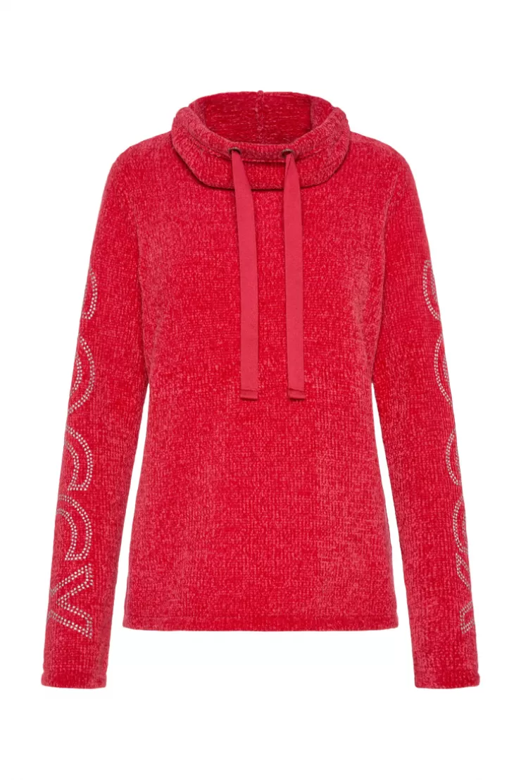 CAMP DAVID & SOCCX Rollkragenpullover in Chenillestrick mit Logo Prints clear red clearred Shop