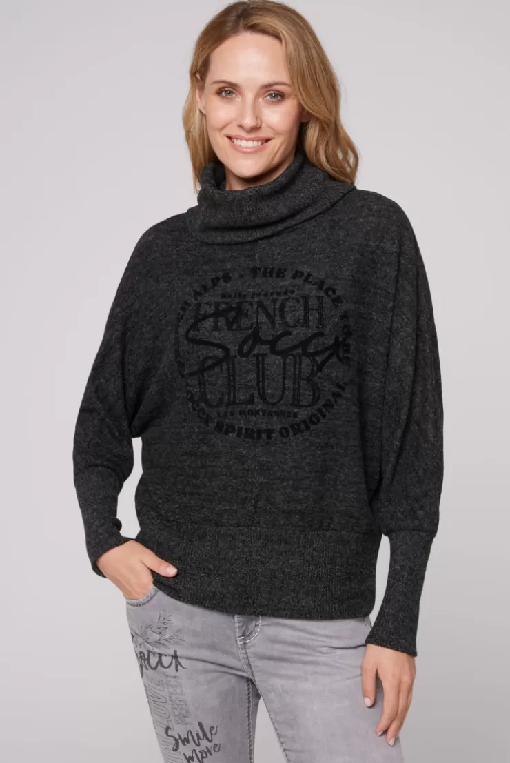 CAMP DAVID & SOCCX Rollkragenpullover mit Fledermausärmeln black melange blackmelange Flash Sale