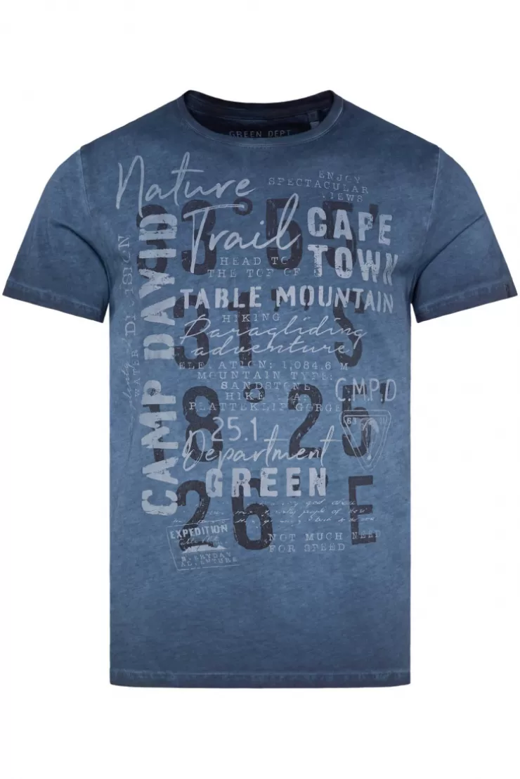 CAMP DAVID & SOCCX Rundhalsshirt Oil Dyed mit Label Print blue navy bluenavy Sale