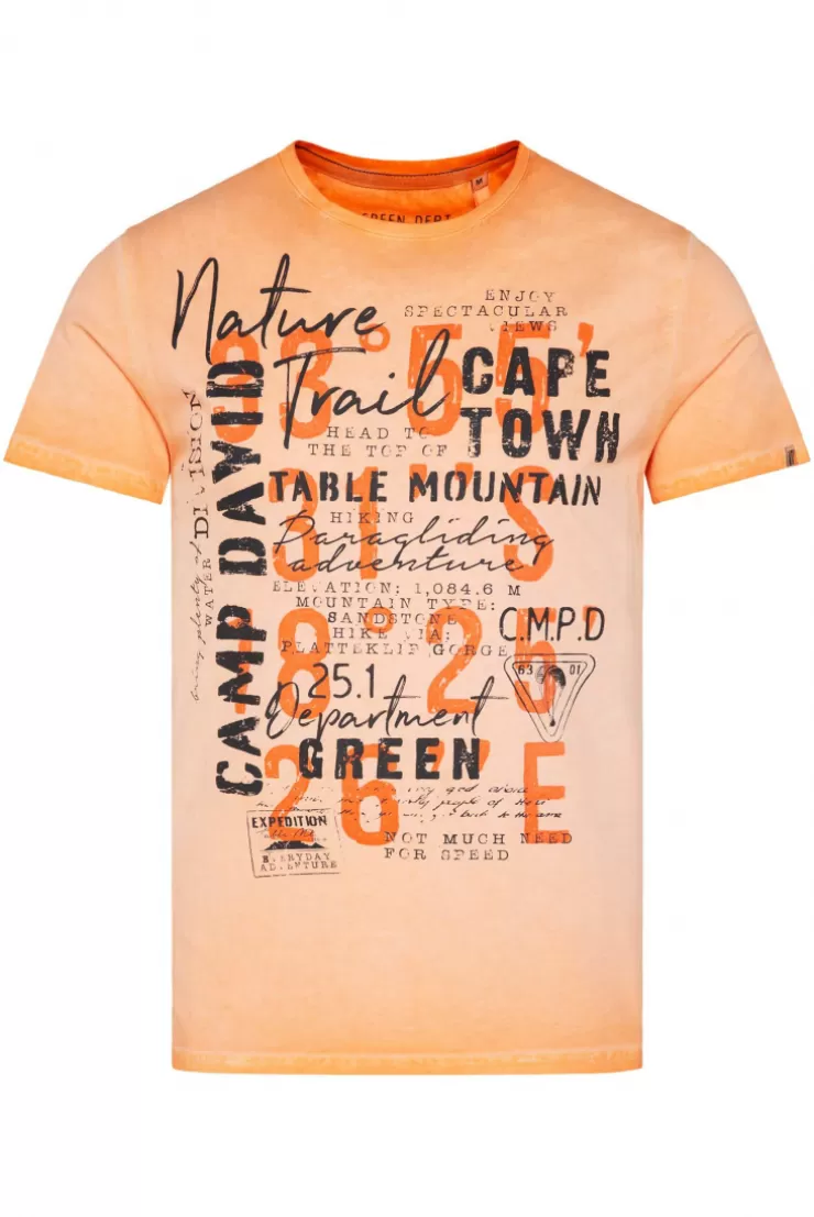 CAMP DAVID & SOCCX Rundhalsshirt Oil Dyed mit Label Print sunrise orange sunriseorange Cheap