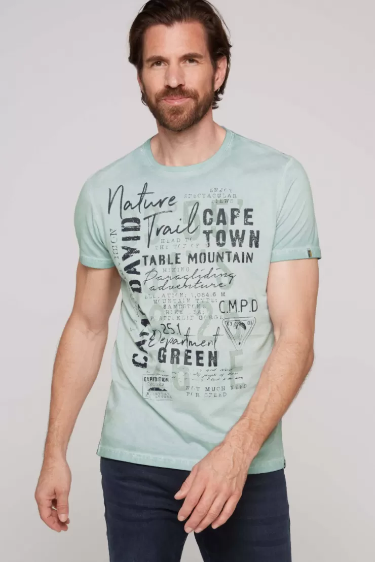 CAMP DAVID & SOCCX Rundhalsshirt Oil Dyed mit Label Print teal Hot