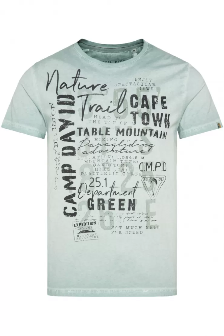 CAMP DAVID & SOCCX Rundhalsshirt Oil Dyed mit Label Print teal Hot