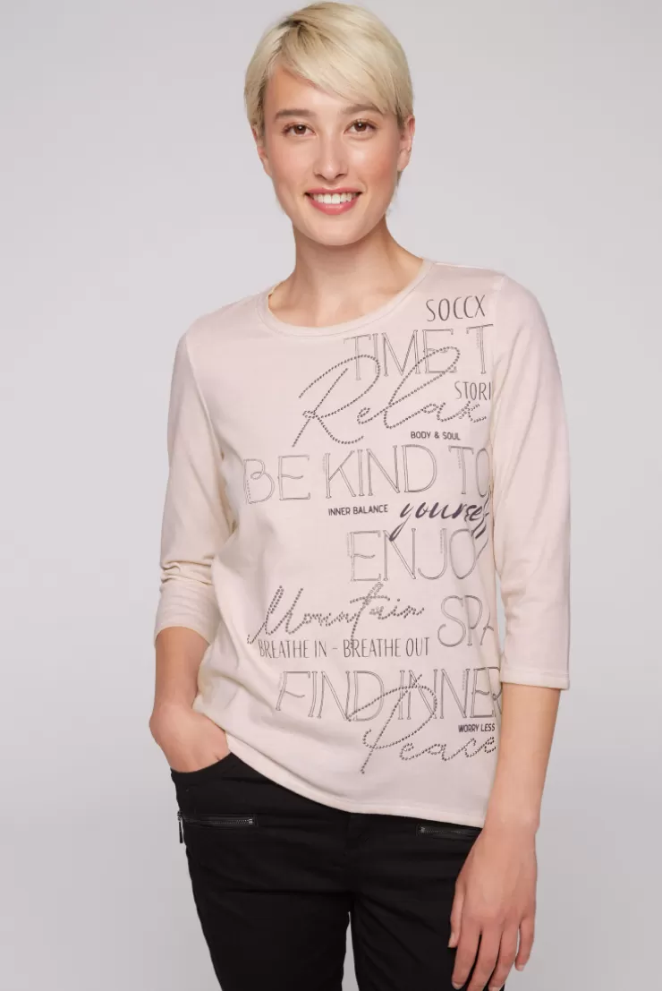 CAMP DAVID & SOCCX Shirt mit Wording Print und Schmucksteinen rose blush roseblush Outlet