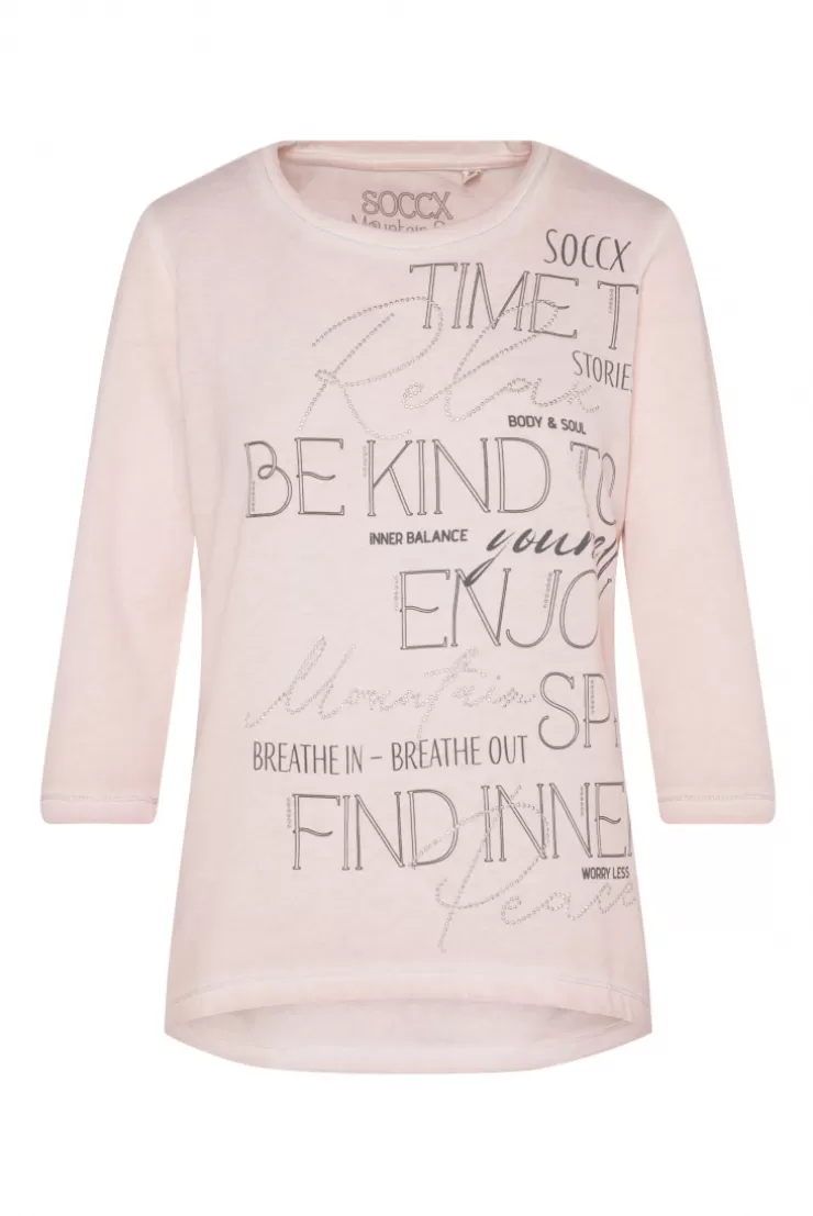 CAMP DAVID & SOCCX Shirt mit Wording Print und Schmucksteinen rose blush roseblush Outlet