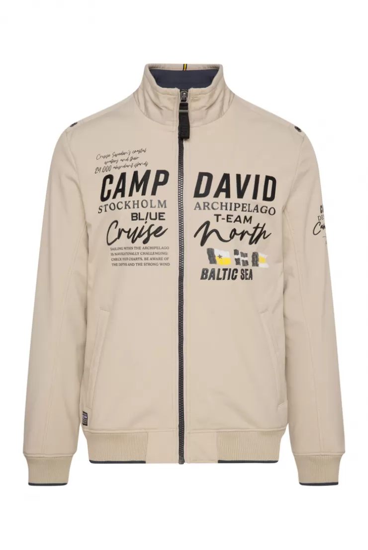 CAMP DAVID & SOCCX Softshelljacke im Blouson-Stil mit Artworks neutral beige neutralbeige Discount