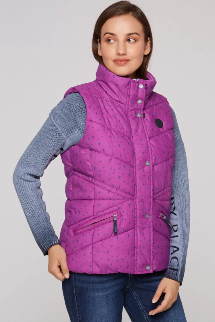 CAMP DAVID & SOCCX Steppweste mit filigranem All Over Print iced berry icedberry Best Sale