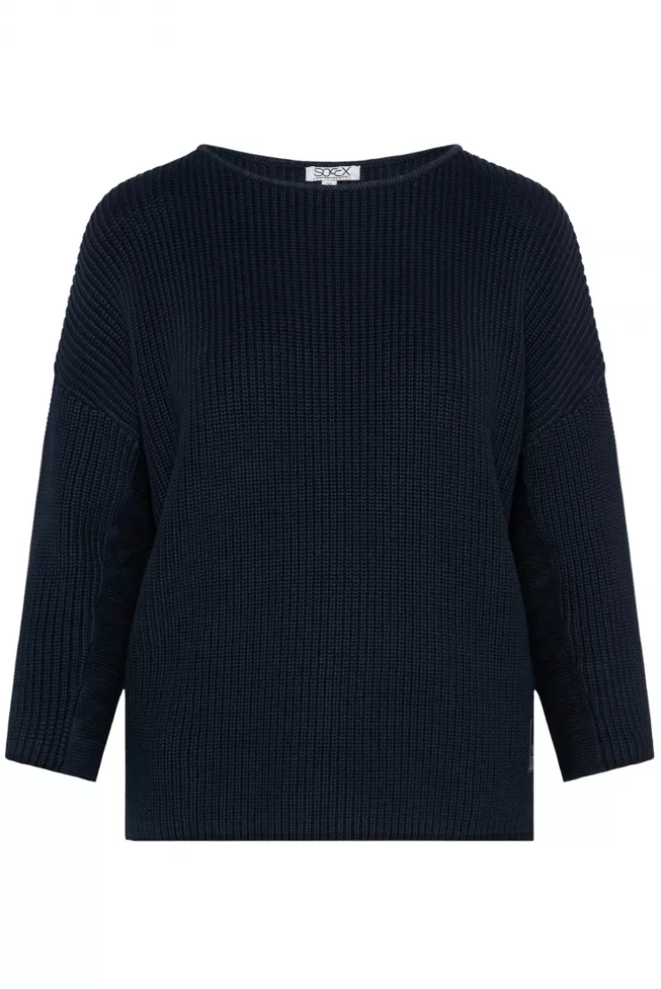 CAMP DAVID & SOCCX Stone Washed Pullover mit Intarsia-Design blue navy bluenavy Store