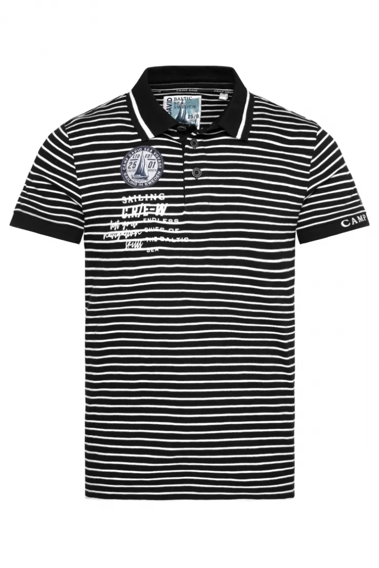 CAMP DAVID & SOCCX Streifen-Polo mit Logo Details black Store