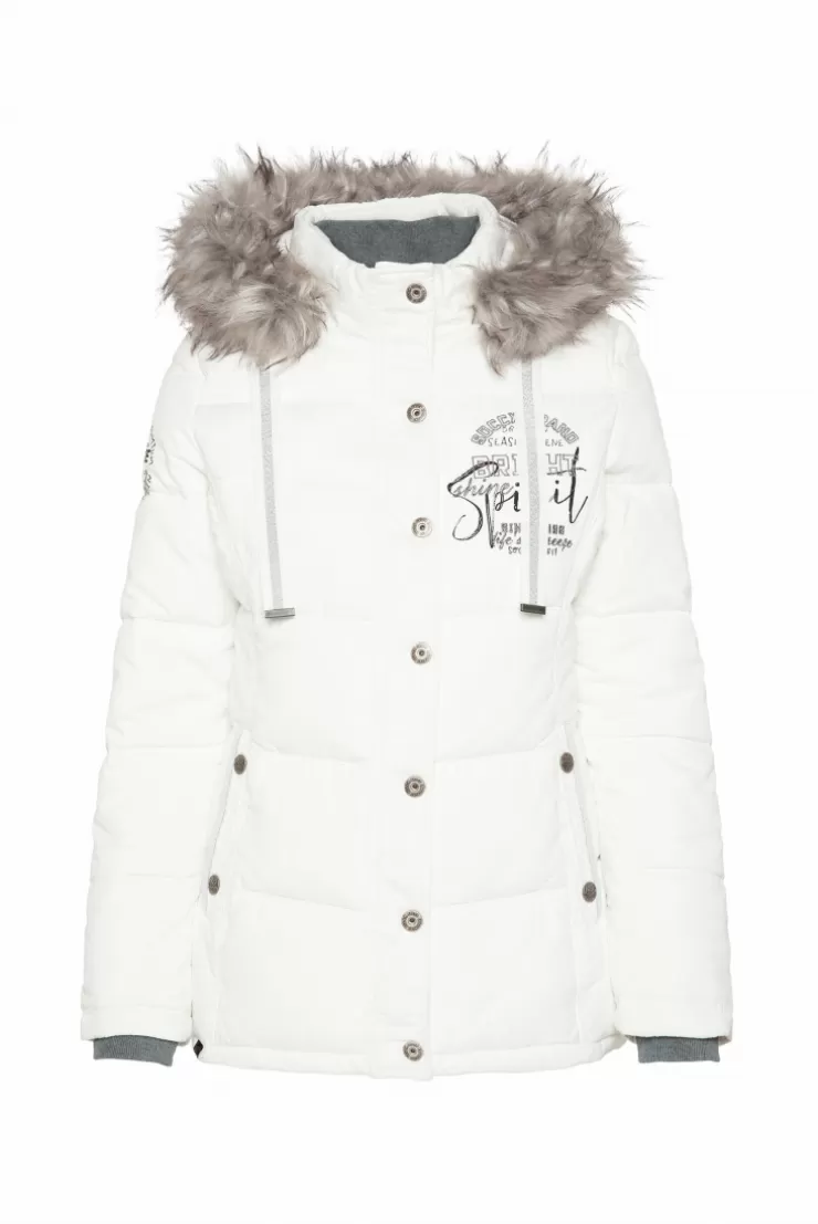CAMP DAVID & SOCCX Strukturierte Jacke mit Artwork und Fake Fur ivory Discount