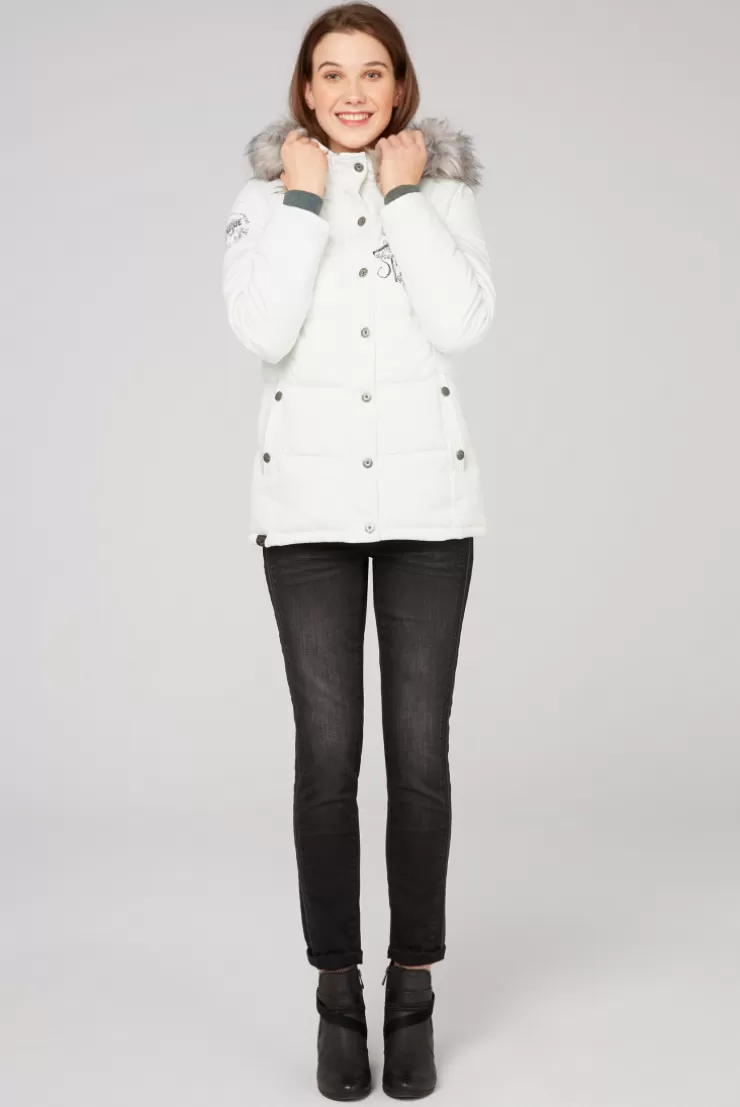 CAMP DAVID & SOCCX Strukturierte Jacke mit Artwork und Fake Fur ivory Discount