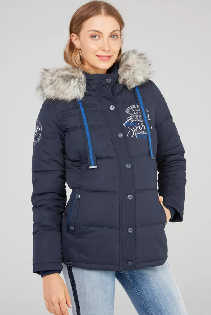 CAMP DAVID & SOCCX Strukturierte Jacke mit Artwork und Fake Fur nautic navy nauticnavy New
