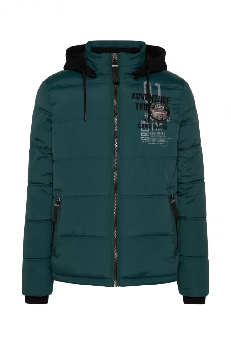 CAMP DAVID & SOCCX Strukturierte Steppjacke mit abtrennbarer Sweatkapuze deep green deepgreen Best