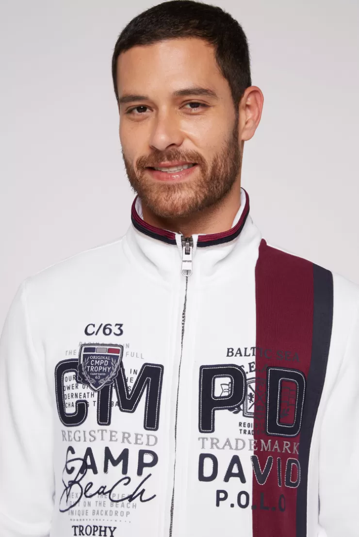 CAMP DAVID & SOCCX Sweatjacke mit Color-Blocking und Artworks opticwhite Discount