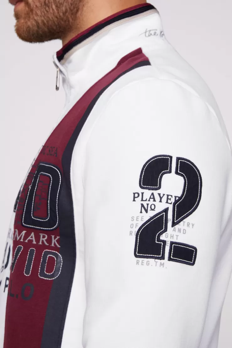 CAMP DAVID & SOCCX Sweatjacke mit Color-Blocking und Artworks opticwhite Discount