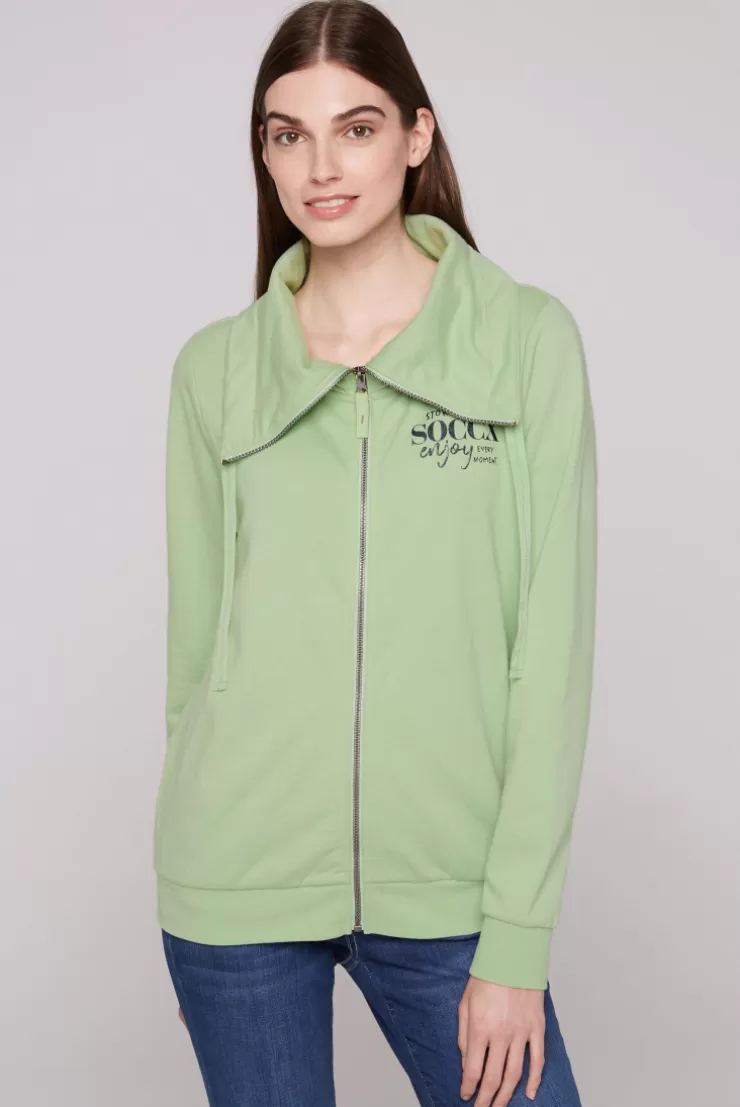 CAMP DAVID & SOCCX Sweatjacke mit hohem Kragen und Rücken-Print light green lightgreen Clearance