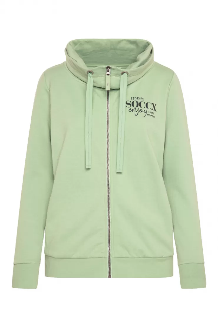 CAMP DAVID & SOCCX Sweatjacke mit hohem Kragen und Rücken-Print light green lightgreen Clearance