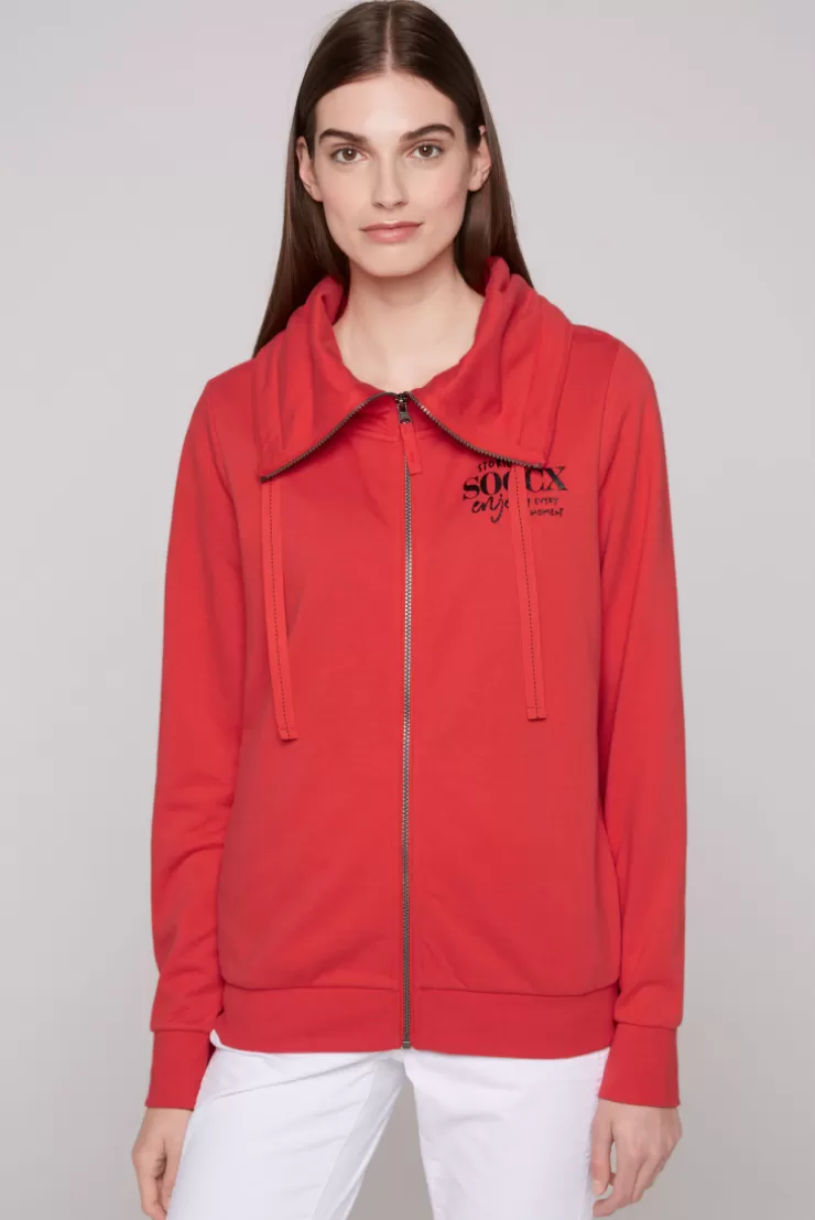 CAMP DAVID & SOCCX Sweatjacke mit hohem Kragen und Rücken-Print red orange redorange Shop