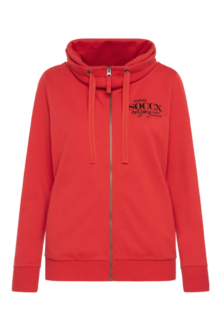 CAMP DAVID & SOCCX Sweatjacke mit hohem Kragen und Rücken-Print red orange redorange Shop