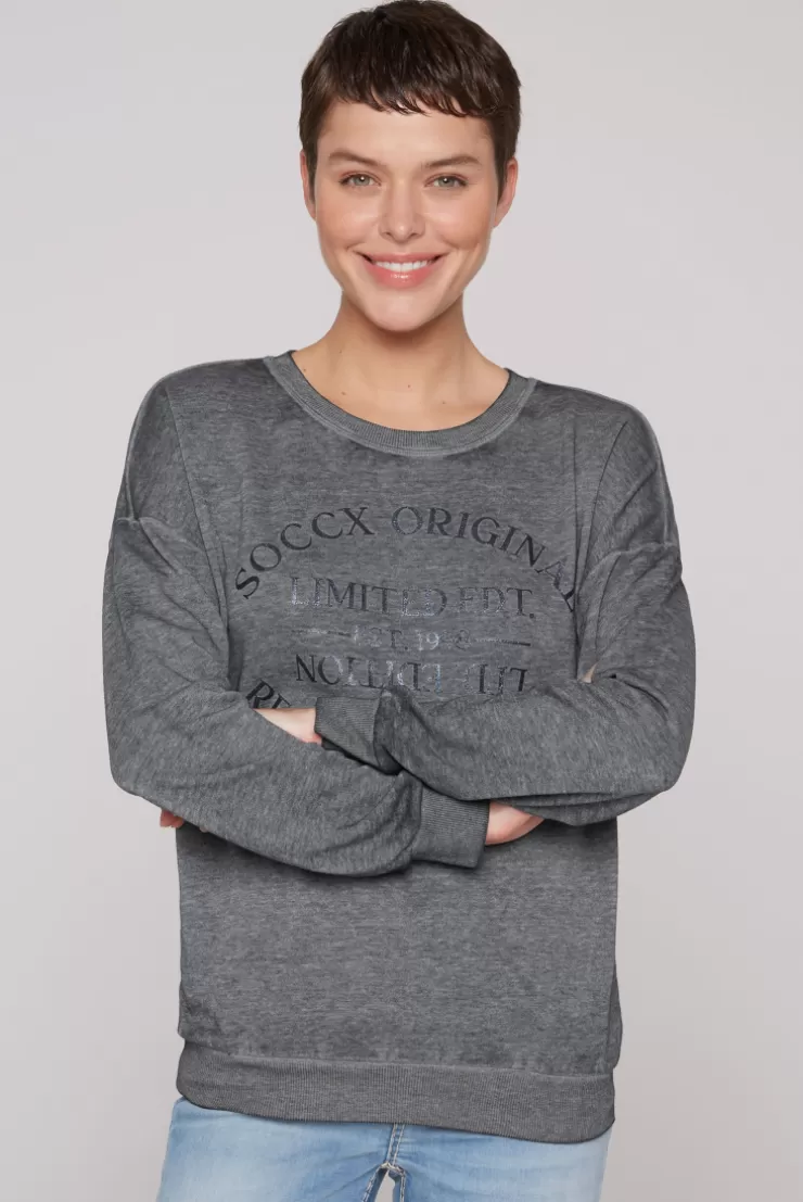 CAMP DAVID & SOCCX Sweatshirt mit Ausbrenner-Effekten und Print blue navy bluenavy Store