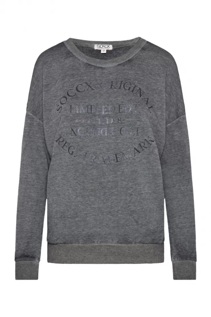 CAMP DAVID & SOCCX Sweatshirt mit Ausbrenner-Effekten und Print blue navy bluenavy Store