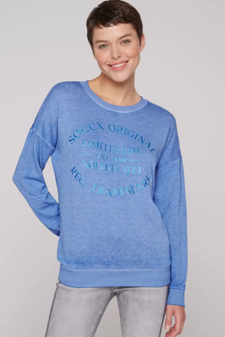 CAMP DAVID & SOCCX Sweatshirt mit Ausbrenner-Effekten und Print vividblue Shop