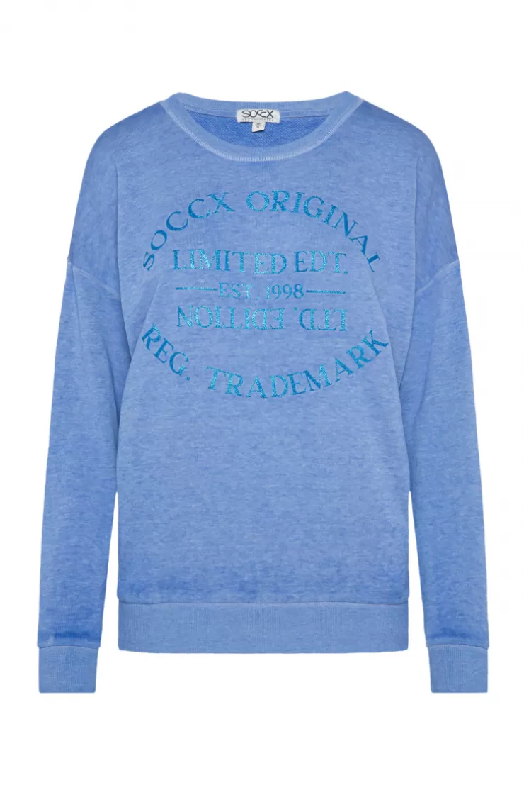 CAMP DAVID & SOCCX Sweatshirt mit Ausbrenner-Effekten und Print vividblue Shop